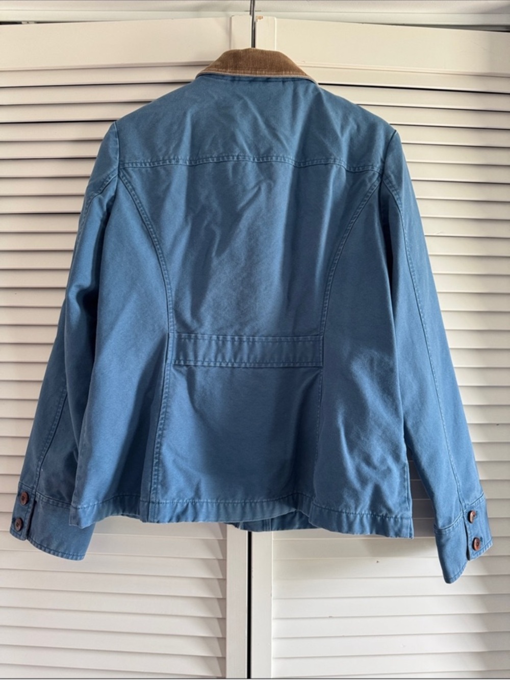 L.L. Bean Light Blue Jacket with Tan Corduroy Collar - Picture 3 of 4
